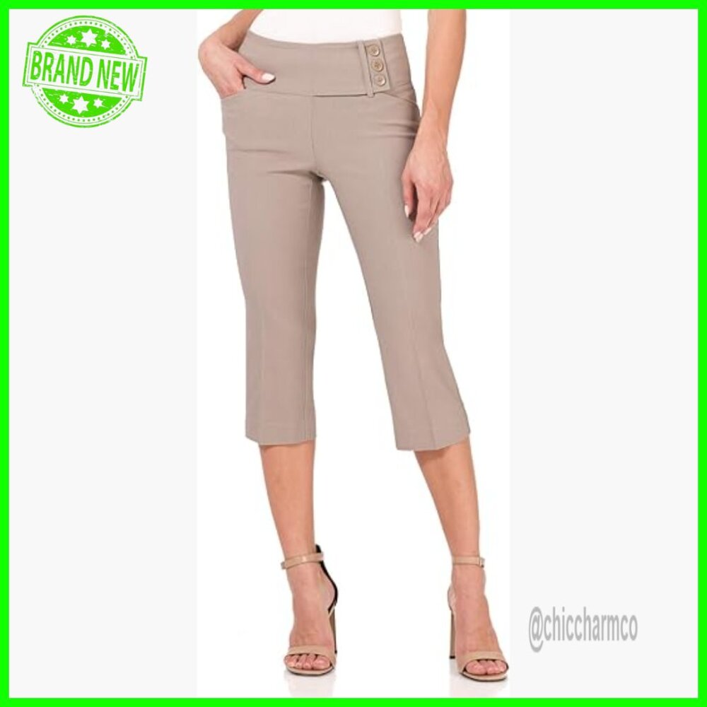 Pull-On Capri Pants with Back Lacing Detail, Mid Rise, Front Pockets
